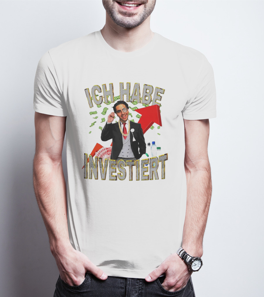 Ich Habe Investiert Money Business Success Visual With Red Arrow And Wealth Elements T-Shirt
