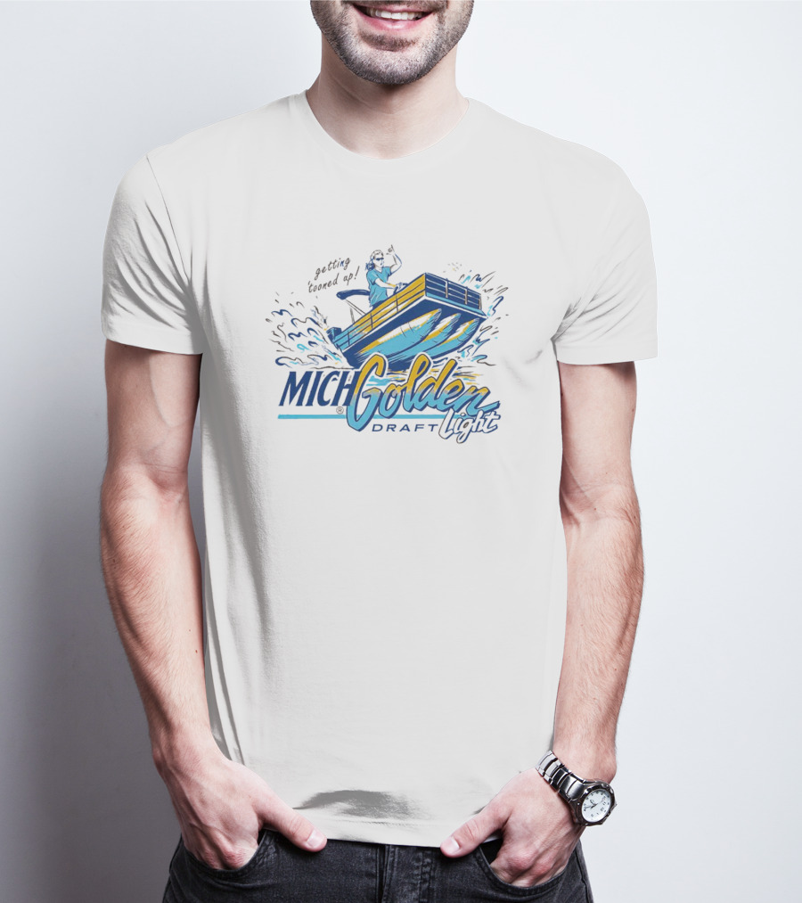 Getting Tooned Up Mich Golden Draft Light Boat Adventure T-Shirt