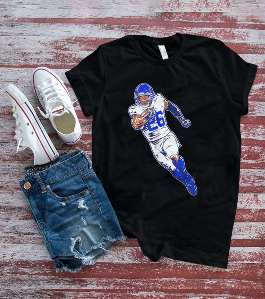 Saquon Barkley New York Giants 26 Superstar Pose Signature T-Shirt