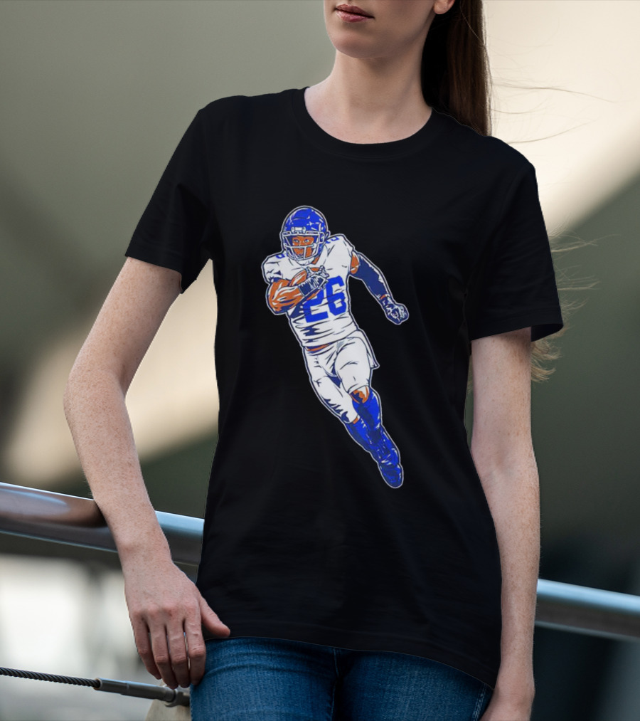Saquon Barkley New York Giants 26 Superstar Pose Signature T-Shirt