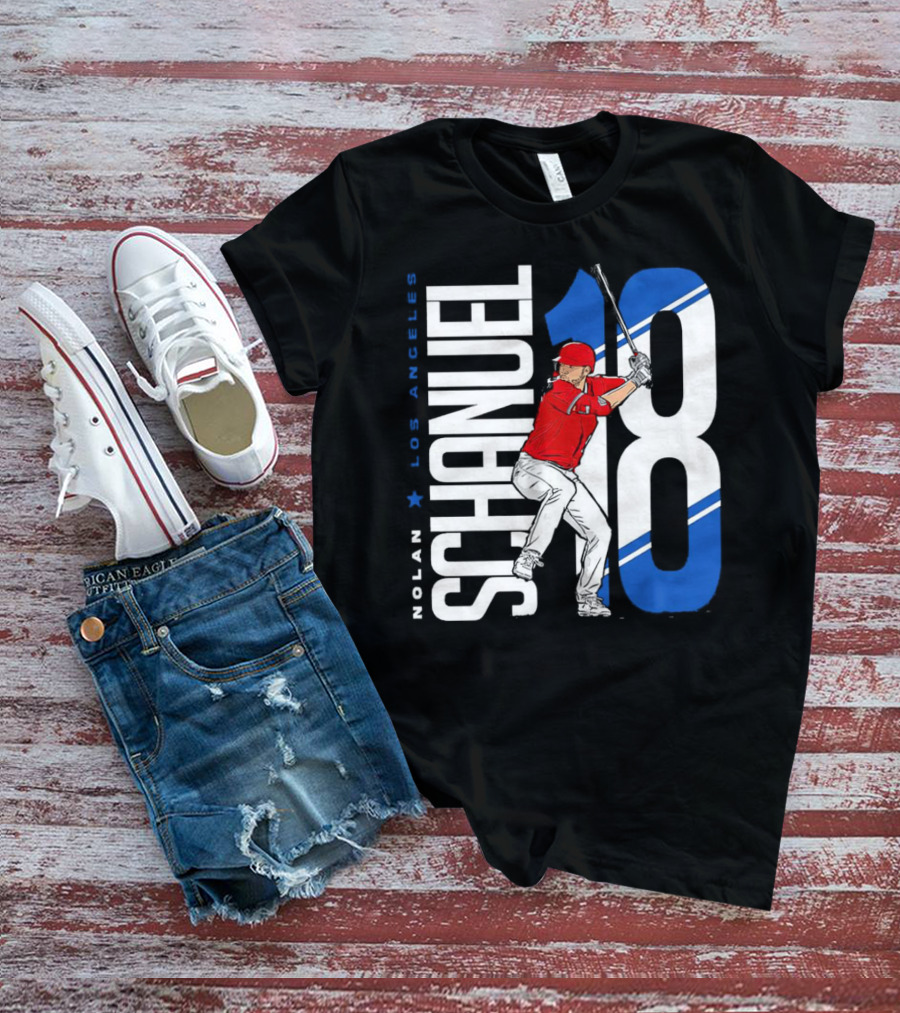 Nolan Schanuel 18 Los Angeles Angels Baseball Player Swinging T-Shirt