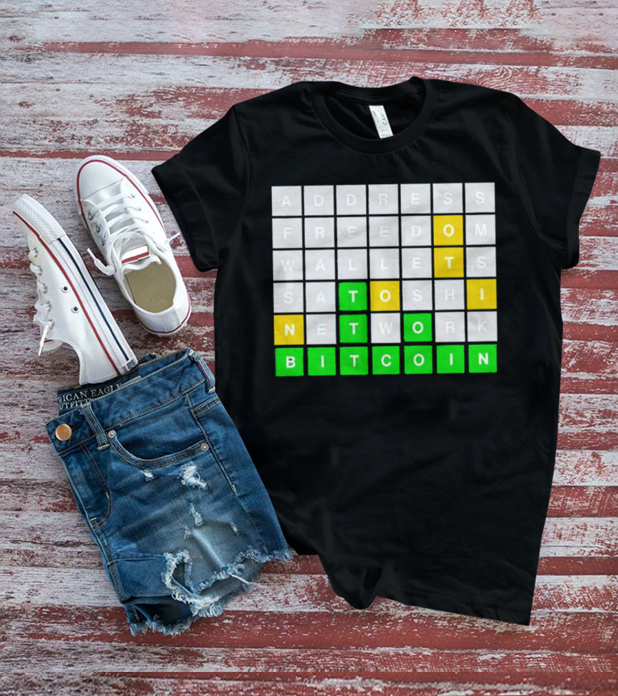Address Freedom Wallets Satoshi Network Bitcoin Word Game T-Shirt