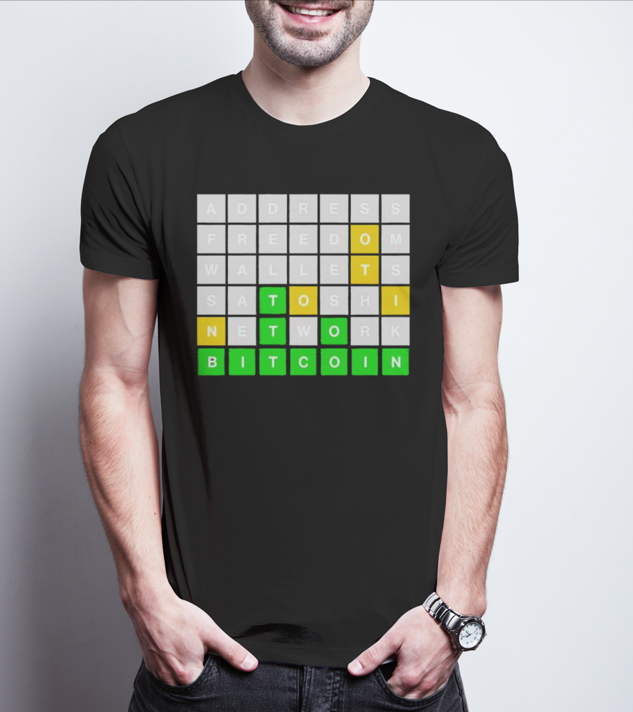 Address Freedom Wallets Satoshi Network Bitcoin Word Game T-Shirt
