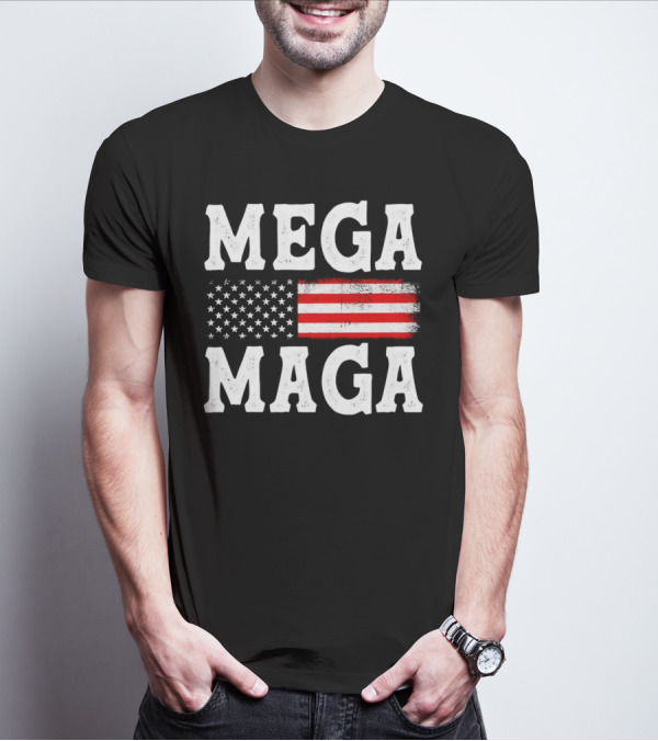 MEGA MAGA American Flag T-Shirt