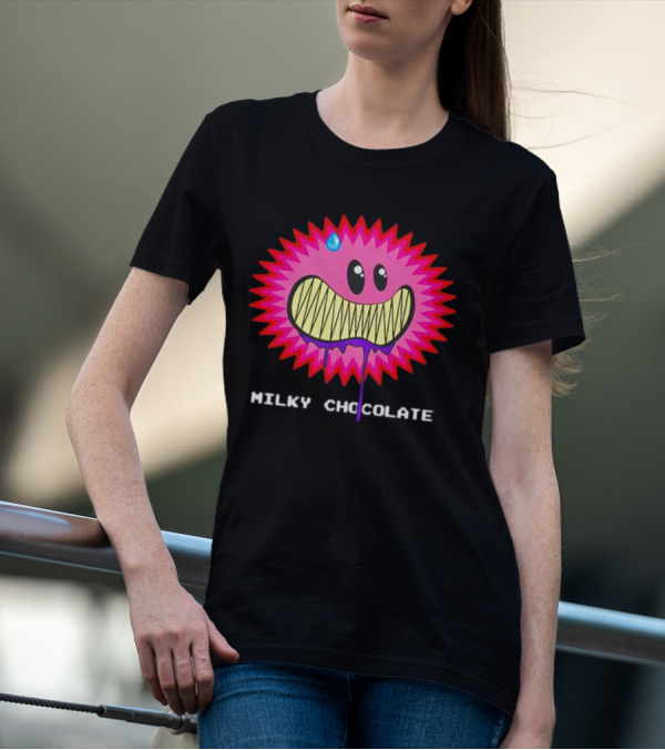 Milky Chocolate Happy Face With Dripping Mouth And Sweat Drop Comic T-Shirt