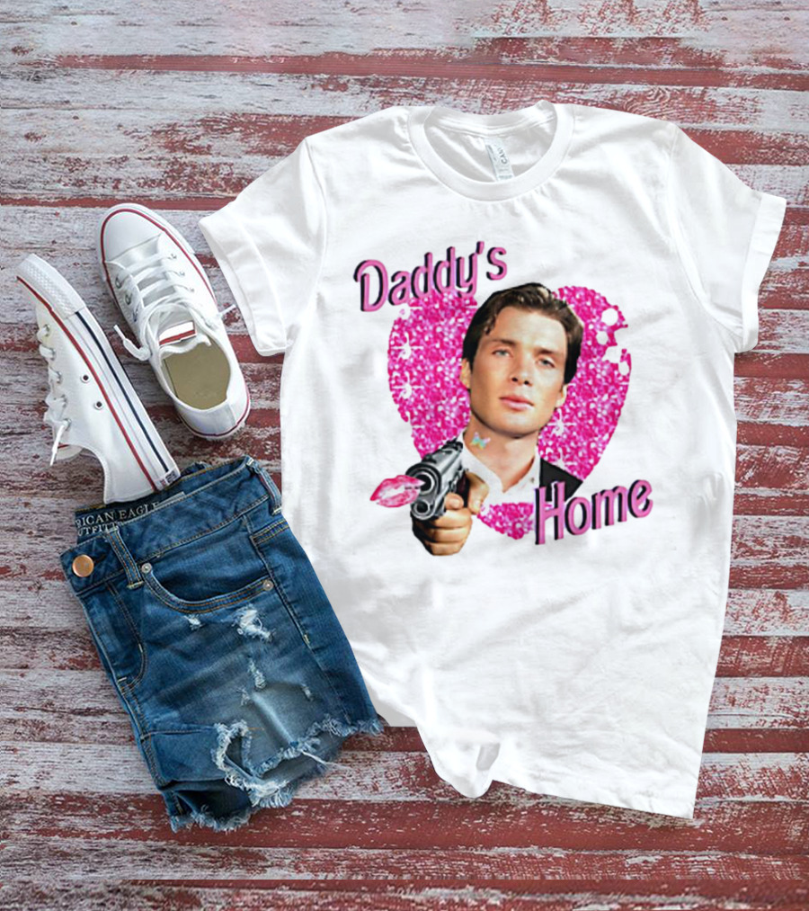 Daddy's Home Pink Glitter Heart Cillian Murphy Gun T-Shirt