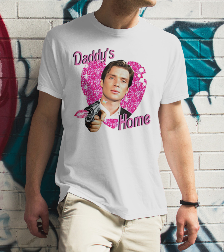 Daddy's Home Pink Glitter Heart Cillian Murphy Gun T-Shirt