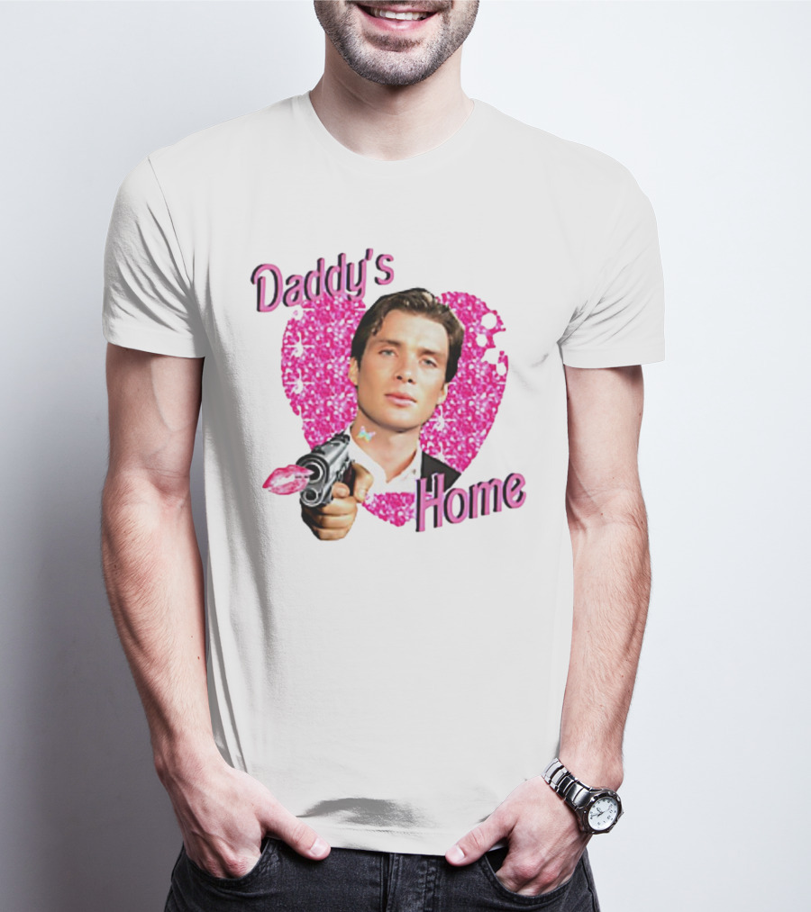 Daddy's Home Pink Glitter Heart Cillian Murphy Gun T-Shirt