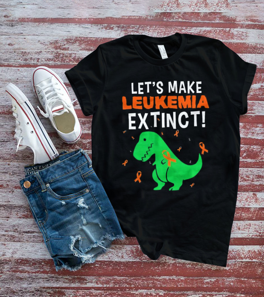 Let's Make Leukemia Extinct Dinosaur With Orange T-Shirt