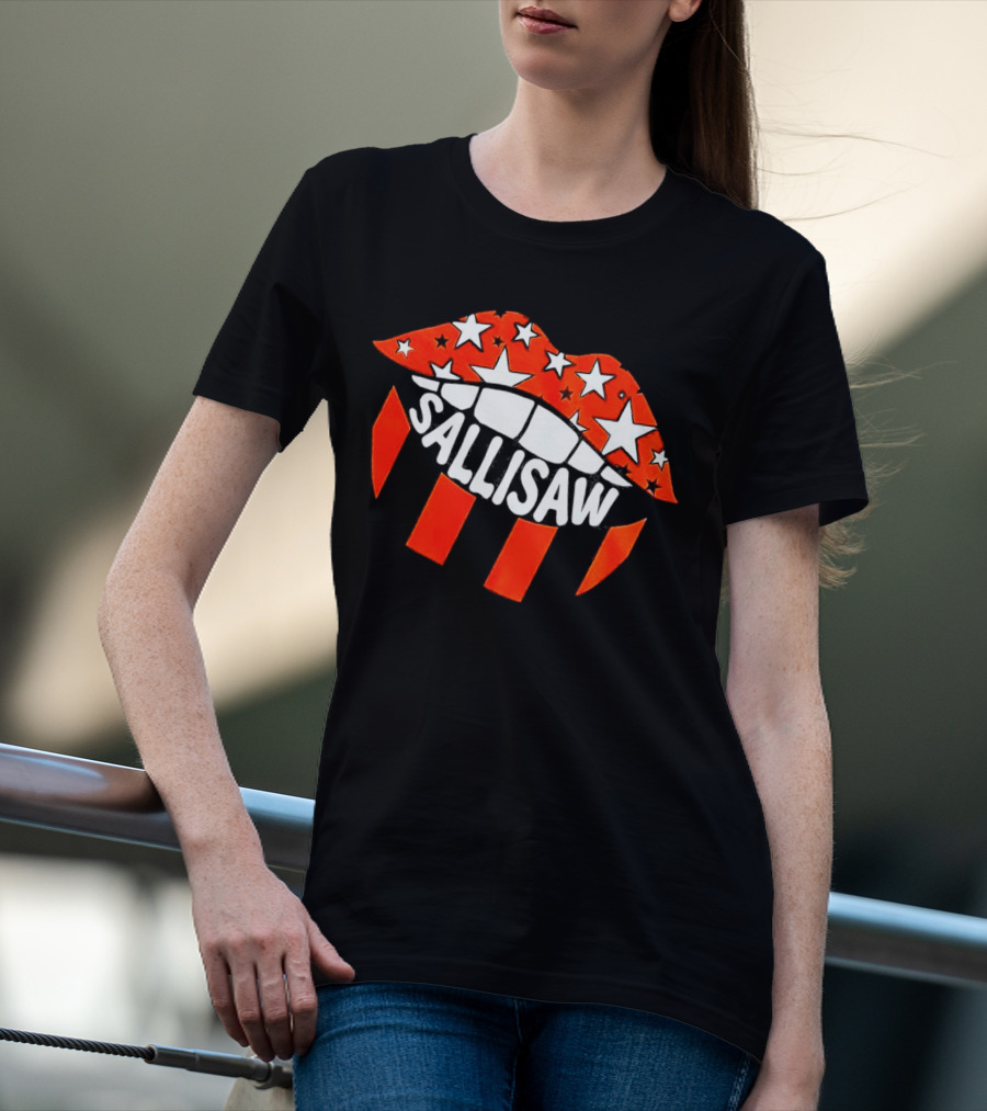 Sallisaw Lips Stars And Stripes Red White Black T-Shirt