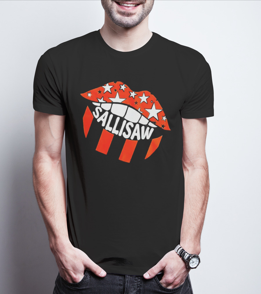 Sallisaw Lips Stars And Stripes Red White Black T-Shirt