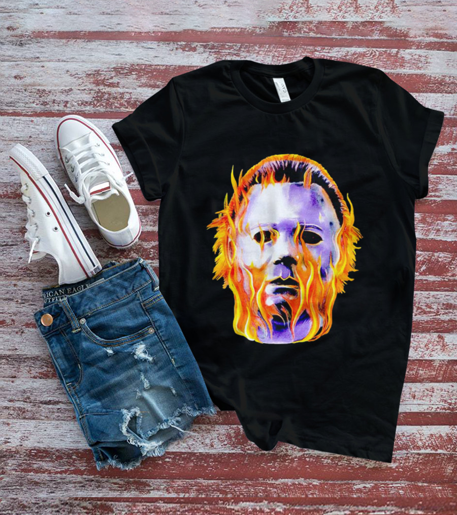 Michael Myers Flaming Mask Halloween Horror T-Shirt