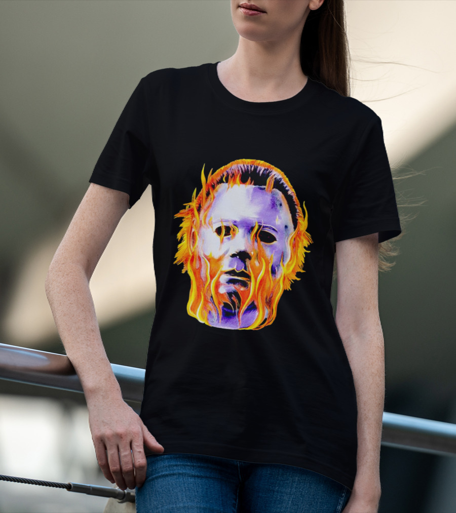 Michael Myers Flaming Mask Halloween Horror T-Shirt