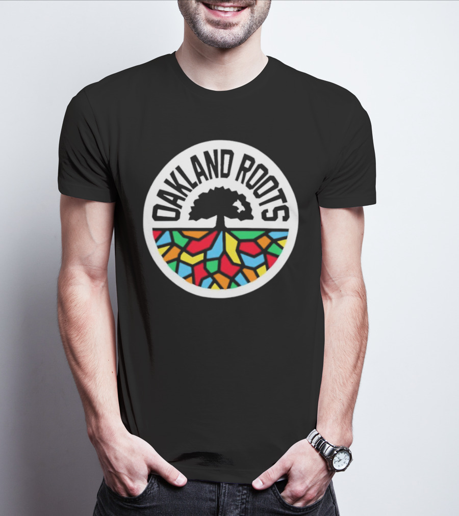 Oakland Roots Tree With Colorful Geometric T-Shirt