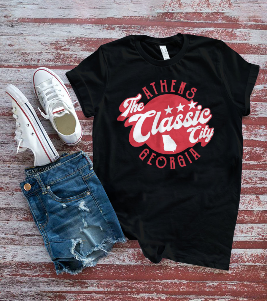 Athens Georgia The Classic City Stars Red Badge T-Shirt