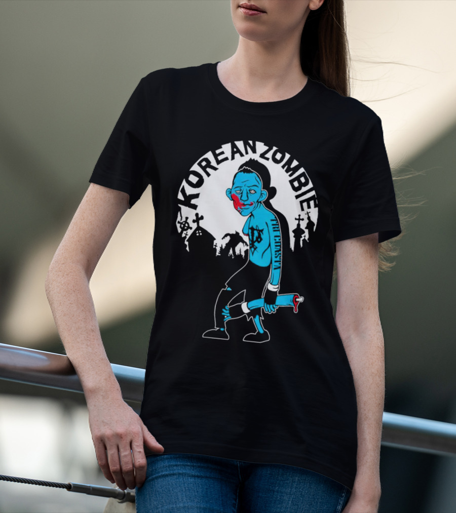 Tri-Coasta Korean Zombie Fighter With Cemetery Background T-Shirt