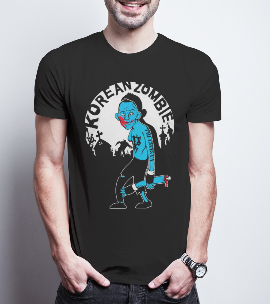 Tri-Coasta Korean Zombie Fighter With Cemetery Background T-Shirt