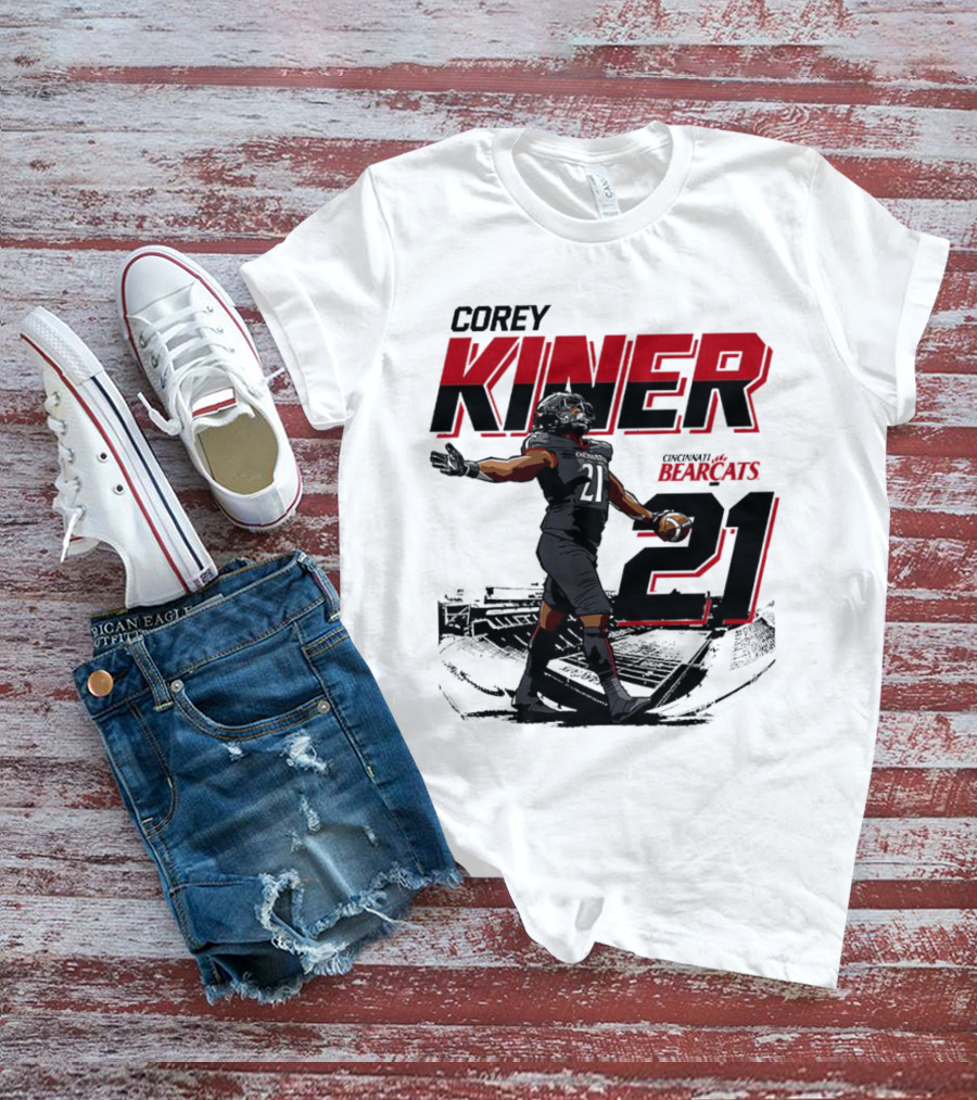 Corey Kiner 21 Cincinnati Bearcats Football Stadium T-Shirt