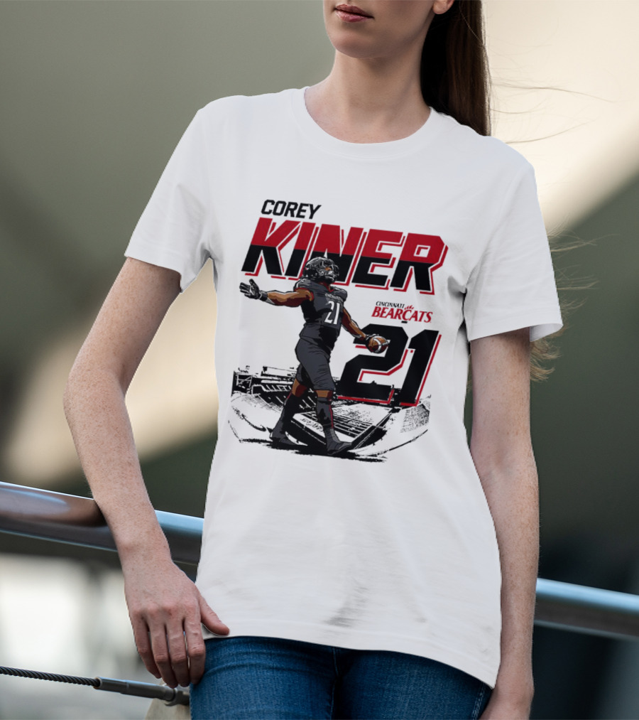Corey Kiner 21 Cincinnati Bearcats Football Stadium T-Shirt