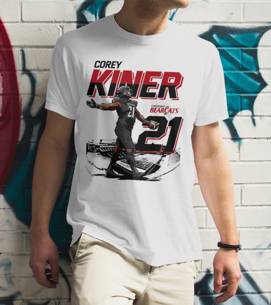 Corey Kiner 21 Cincinnati Bearcats Football Stadium T-Shirt