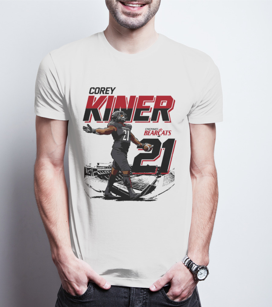 Corey Kiner 21 Cincinnati Bearcats Football Stadium T-Shirt