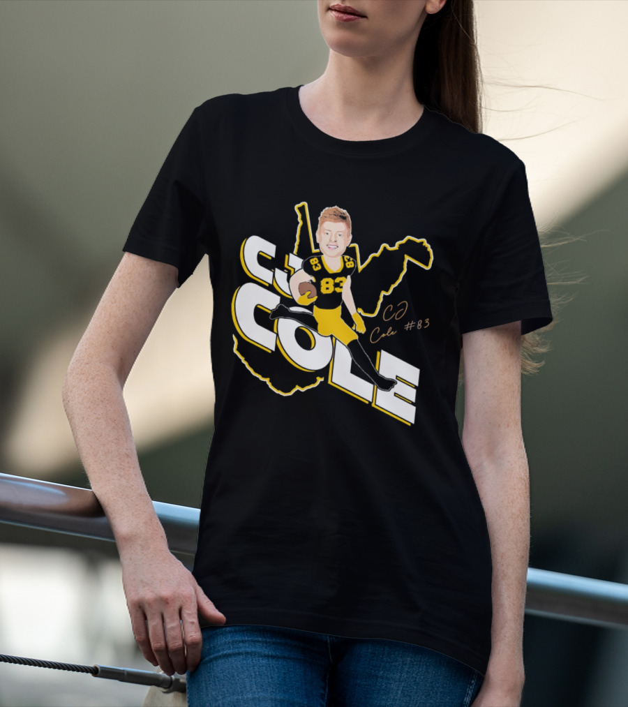 CJ Cole #83 West Virginia Football Player Caricature Signature T-Shirt