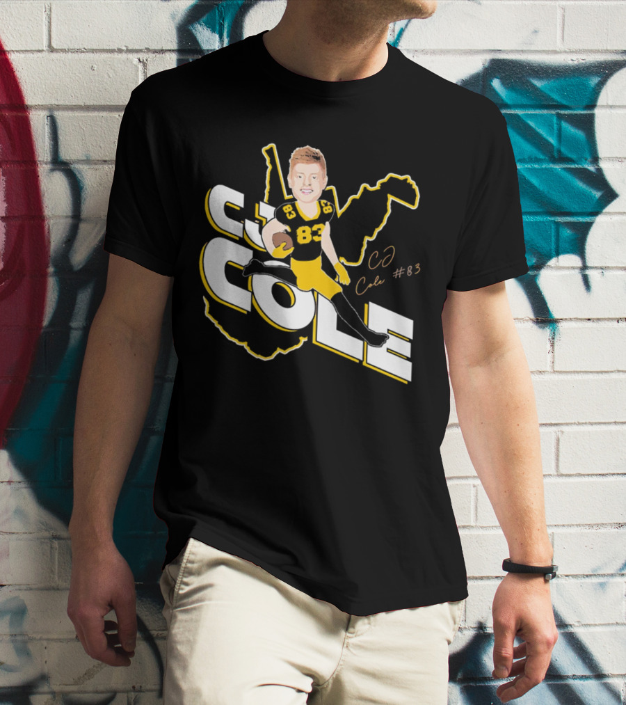 CJ Cole #83 West Virginia Football Player Caricature Signature T-Shirt