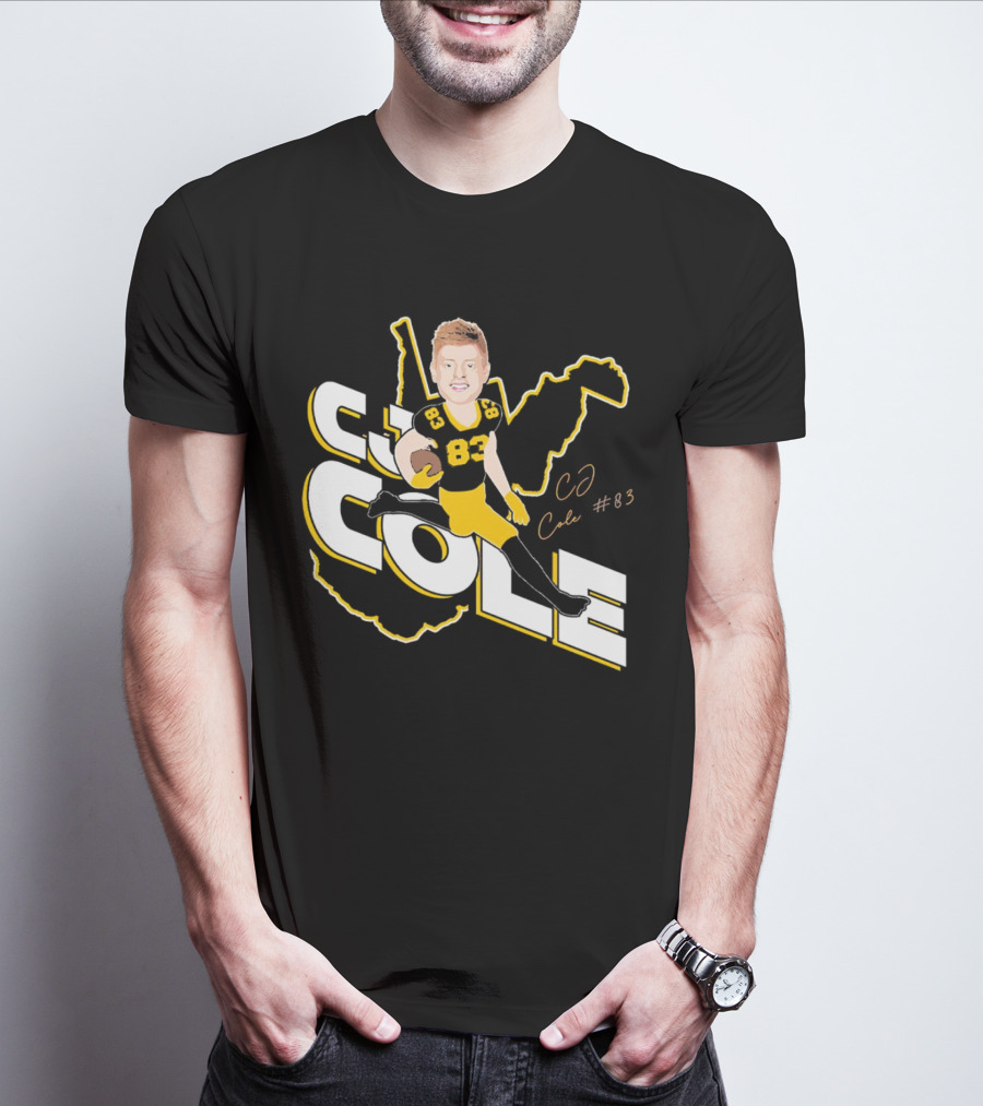 CJ Cole #83 West Virginia Football Player Caricature Signature T-Shirt