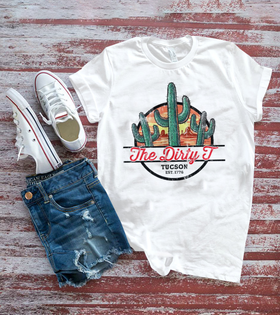 The Dirty T Tucson Est 1776 Sunset Cactus Scene T-Shirt