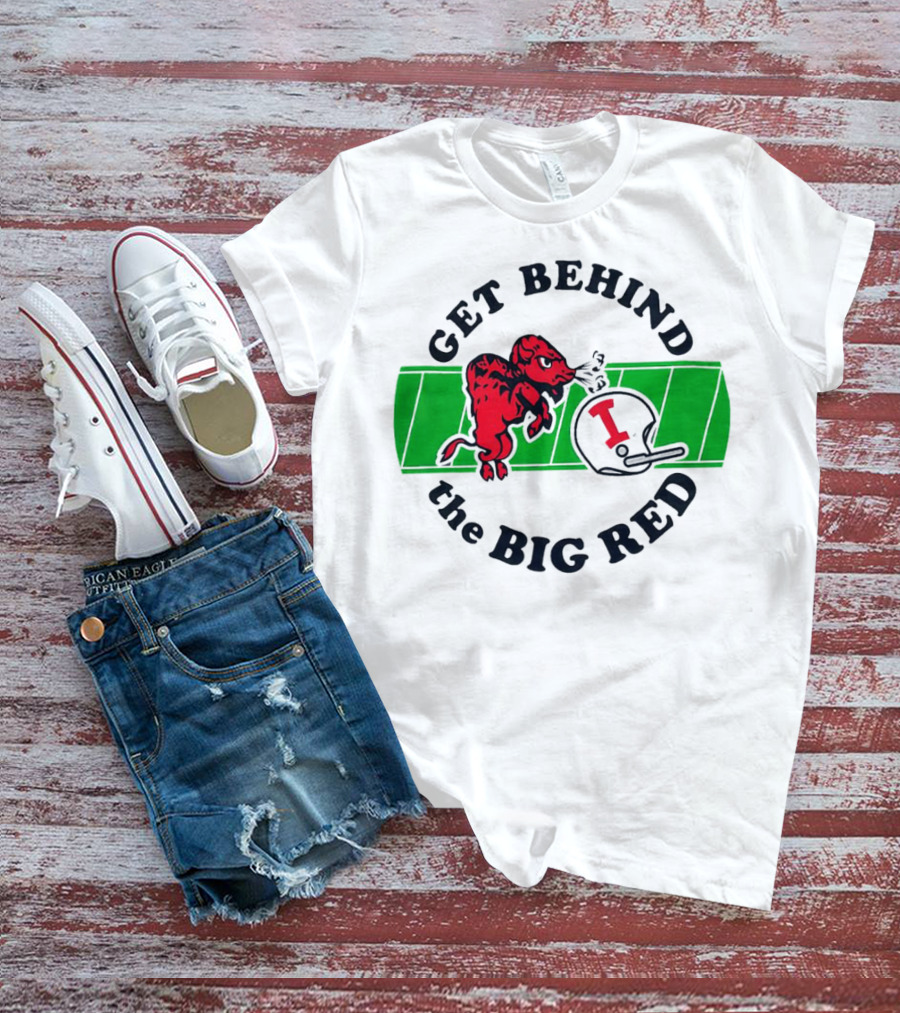 Get Behind The Big Red Indiana Hoosiers Football Helmet And Dog T-Shirt