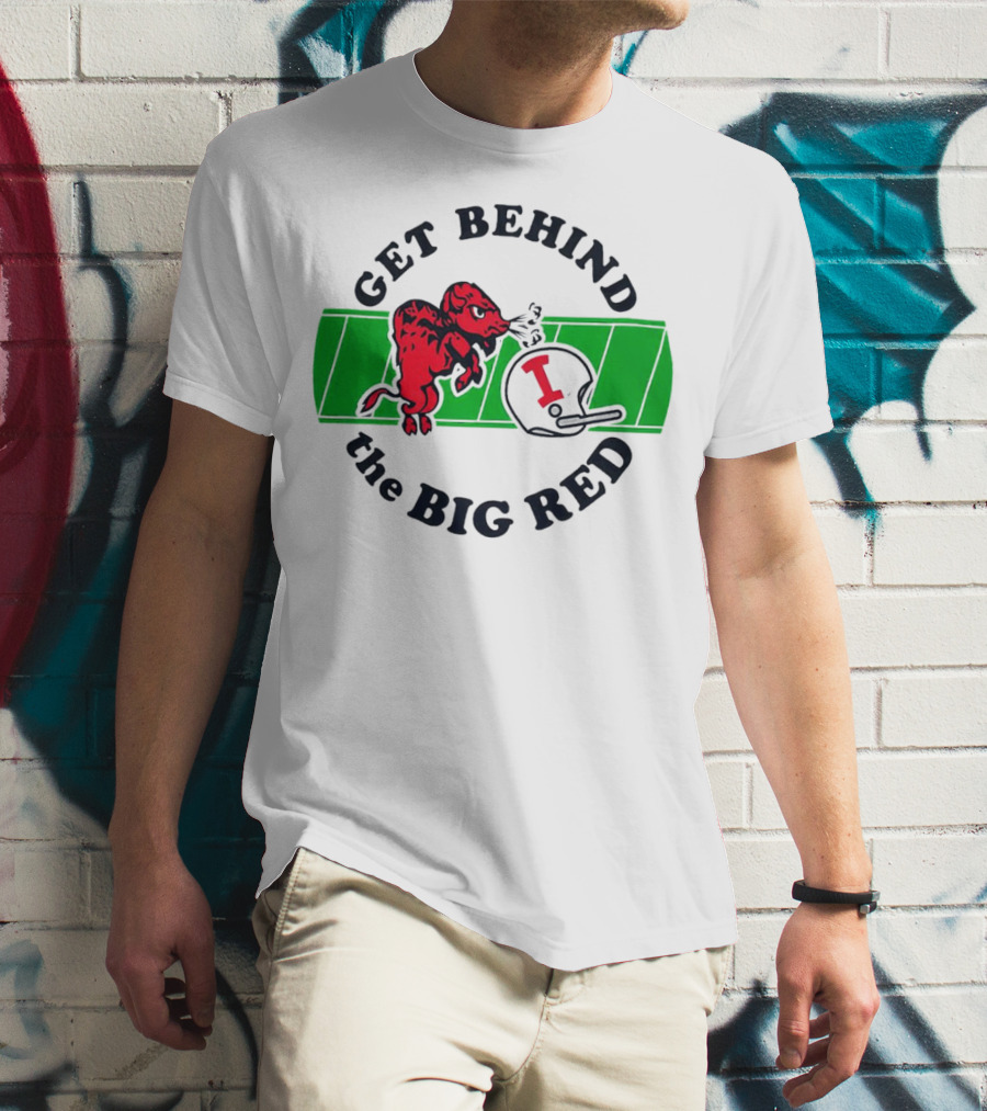 Get Behind The Big Red Indiana Hoosiers Football Helmet And Dog T-Shirt