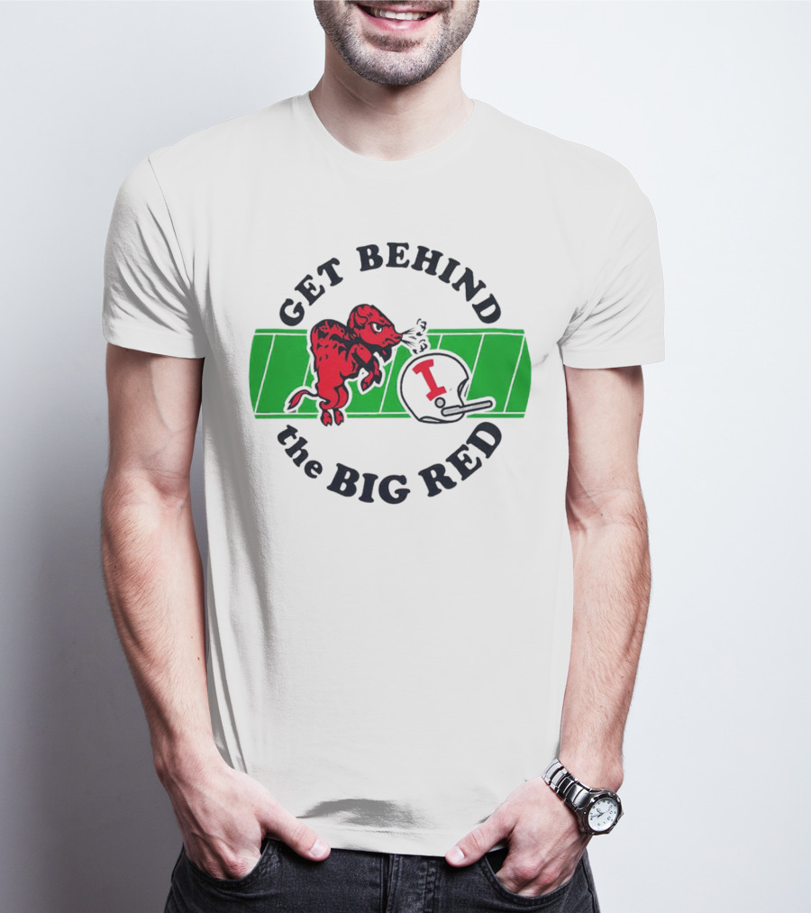 Get Behind The Big Red Indiana Hoosiers Football Helmet And Dog T-Shirt