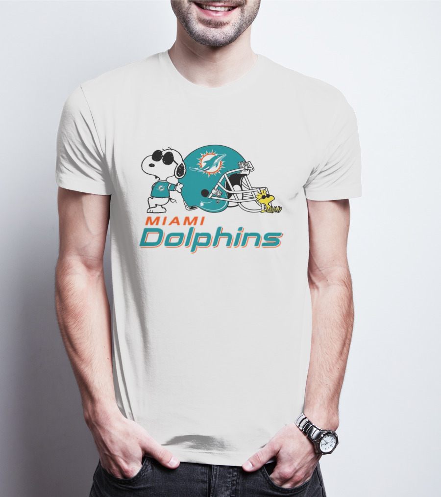 Miami Dolphins Snoopy And Woodstock Football Helmet T-Shirt