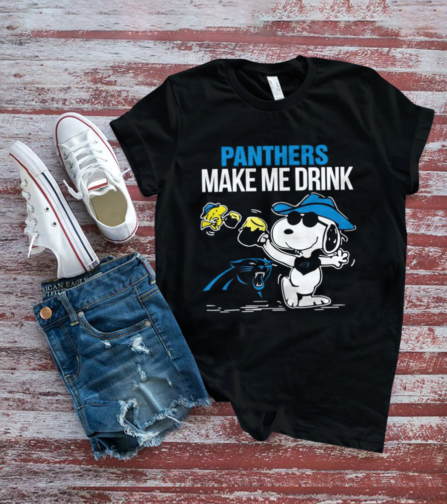 Panthers Make Me Drink Snoopy Iconic Football Fun T-Shirt