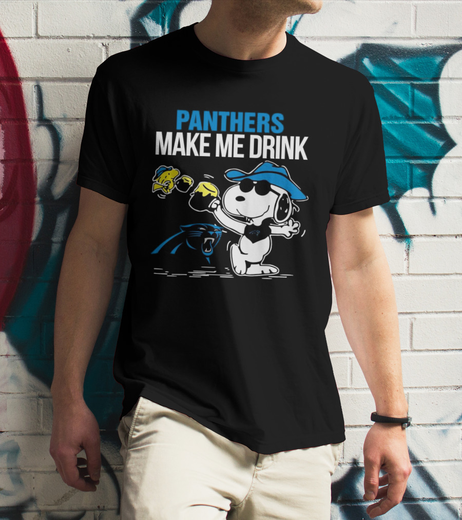 Panthers Make Me Drink Snoopy Iconic Football Fun T-Shirt