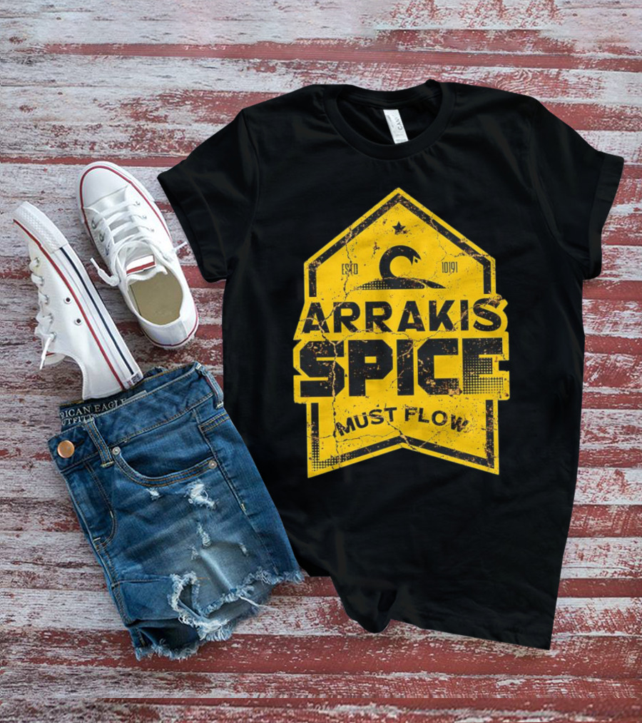 Arrakis Spice Must Flow Vintage 10191 Logo Badge T-Shirt