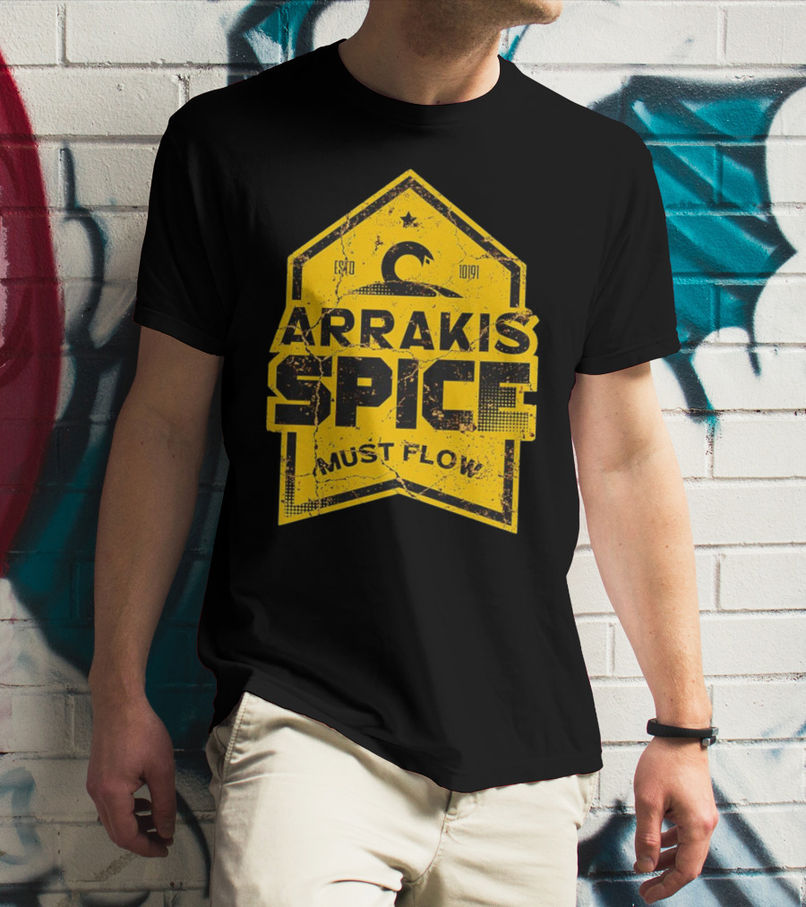 Arrakis Spice Must Flow Vintage 10191 Logo Badge T-Shirt