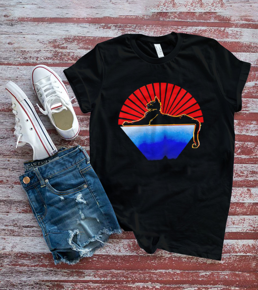 Cats Under The Stars Sphinx With Rising Sun And Tricolor Pyramid T-Shirt