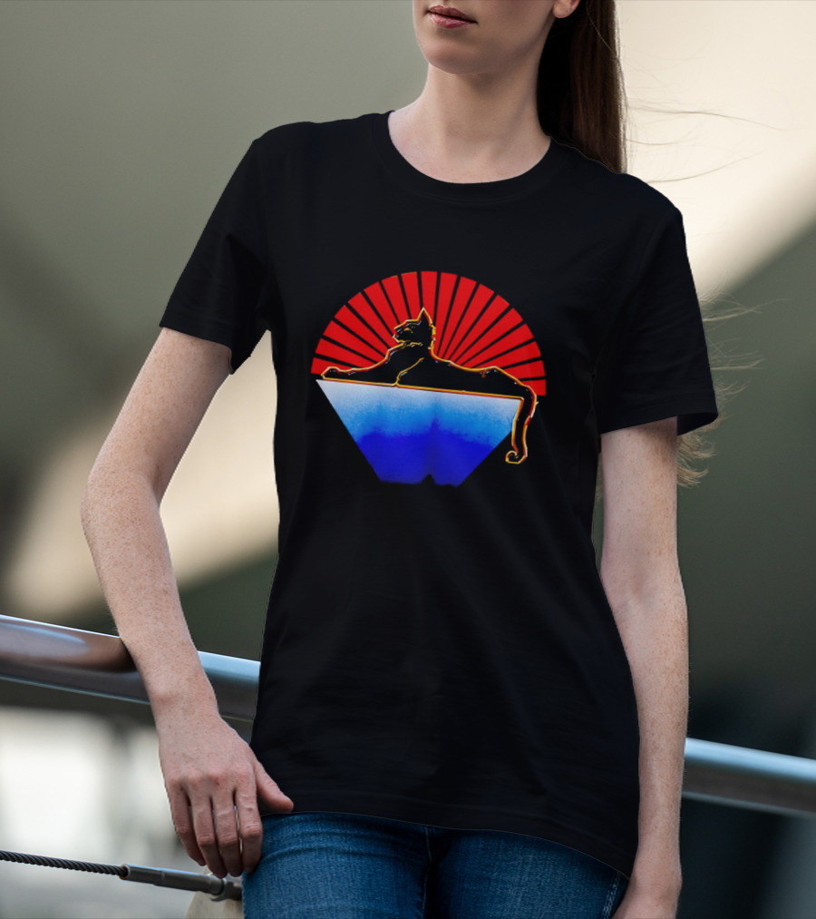 Cats Under The Stars Sphinx With Rising Sun And Tricolor Pyramid T-Shirt