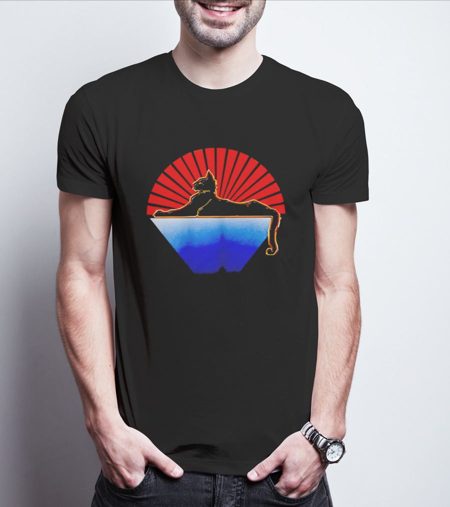 Cats Under The Stars Sphinx With Rising Sun And Tricolor Pyramid T-Shirt