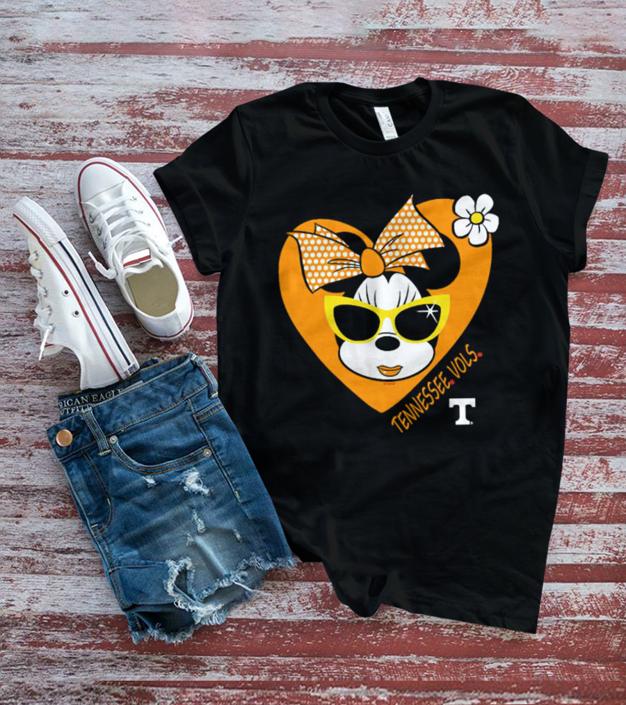Minnie Mouse Tennessee Vols Heart And Sunglasses Fan T-Shirt