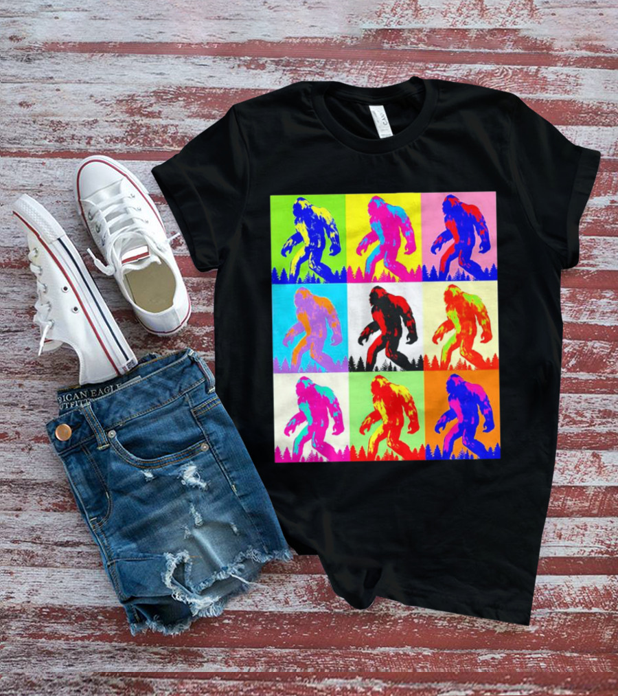 Retro Pop Art Bigfoot Sasquatch Collage T-Shirt