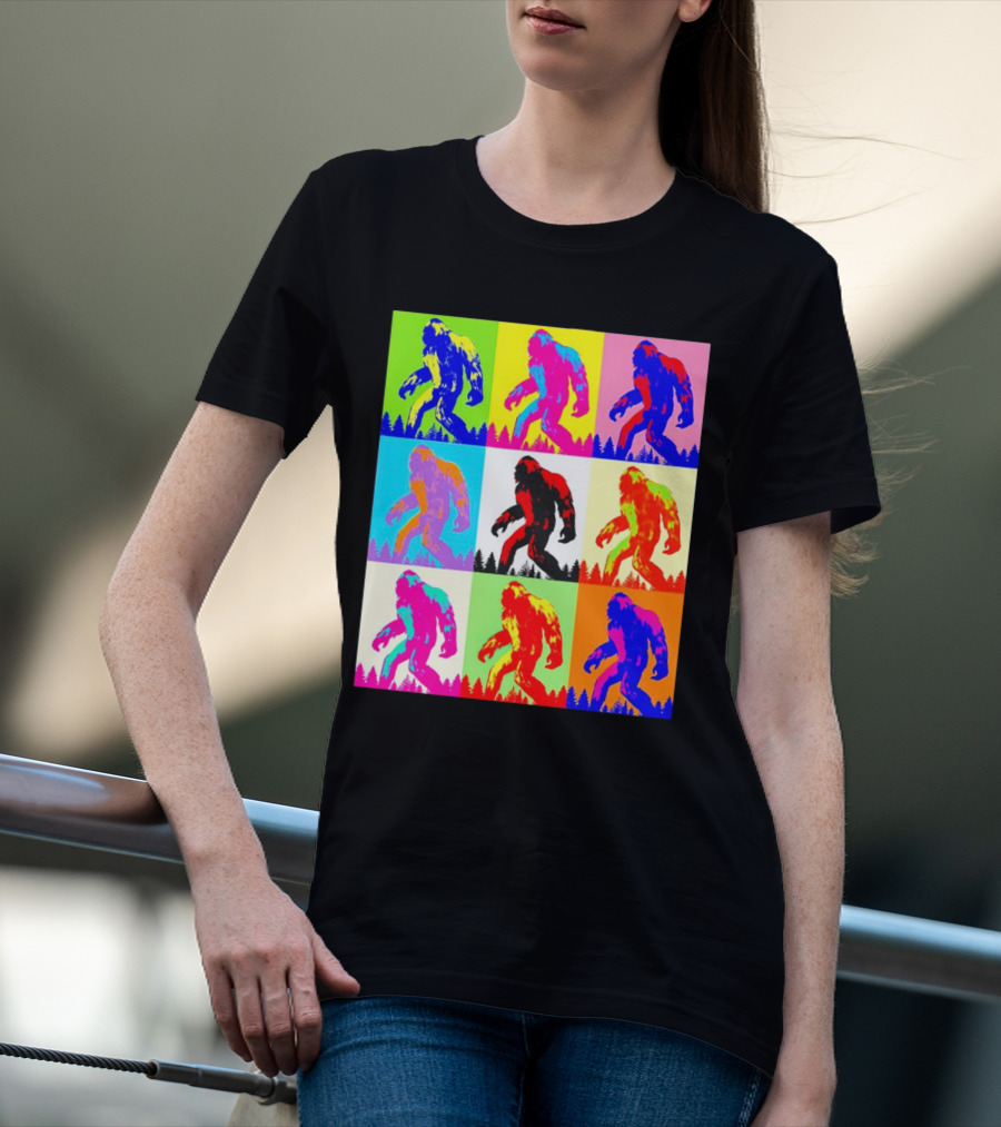 Retro Pop Art Bigfoot Sasquatch Collage T-Shirt