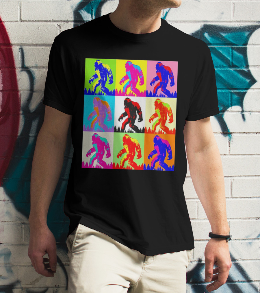 Retro Pop Art Bigfoot Sasquatch Collage T-Shirt