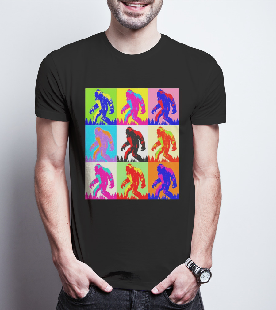 Retro Pop Art Bigfoot Sasquatch Collage T-Shirt