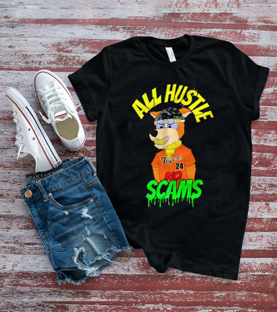 All Hustle No Scams Tigers 24 Cartoon Character T-Shirt