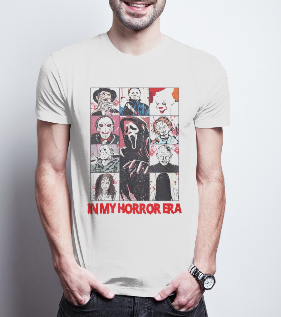 In My Horror Era Ghostface Freddy Krueger Michael Myers Pennywise Jason Chucky Pinhead Sadako Samara T-Shirt