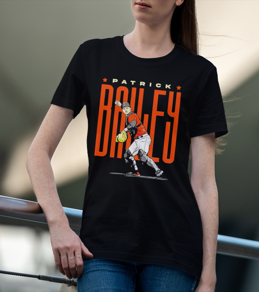 Patrick Bailey Baseball Player Illustration With Orioles Colors T-Shirt