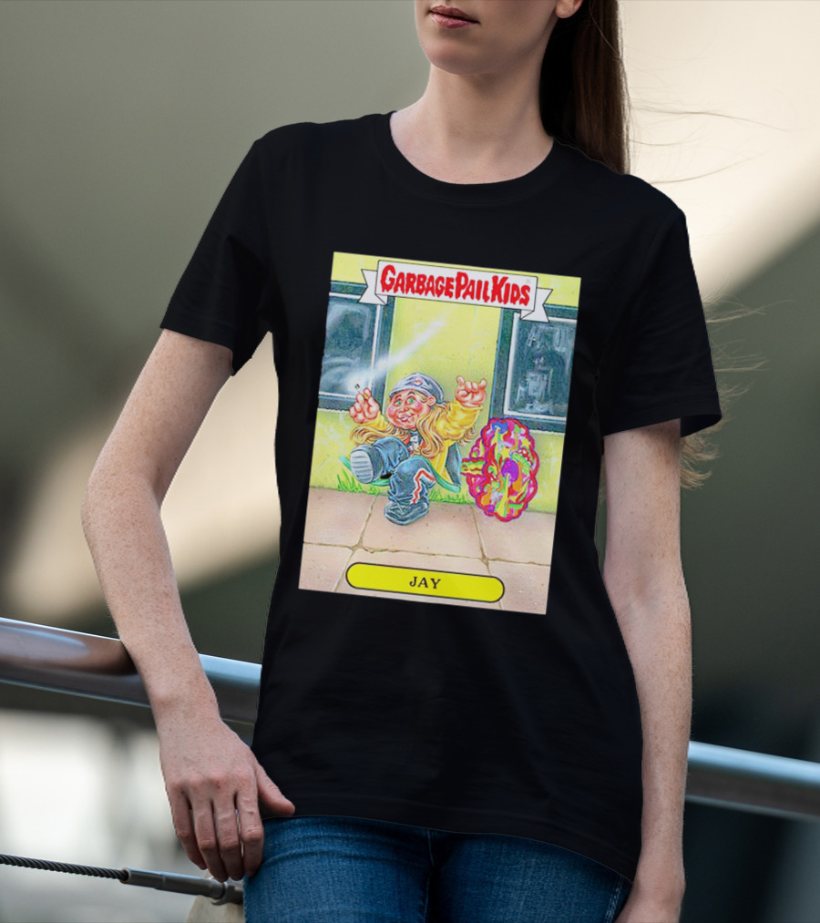 Garbage Pail Kids Jay Character Smoking Graffiti Parody Sticker T-Shirt