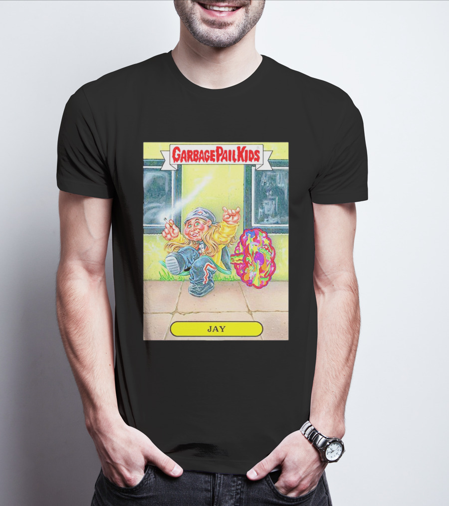 Garbage Pail Kids Jay Character Smoking Graffiti Parody Sticker T-Shirt